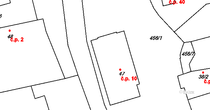 Vyžlovka 10 na parcele st. 47 v KÚ Vyžlovka, Katastrální mapa