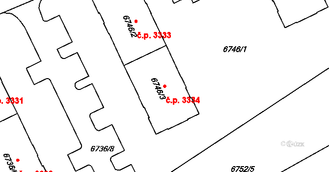 Prostějov 3334 na parcele st. 6746/3 v KÚ Prostějov, Katastrální mapa