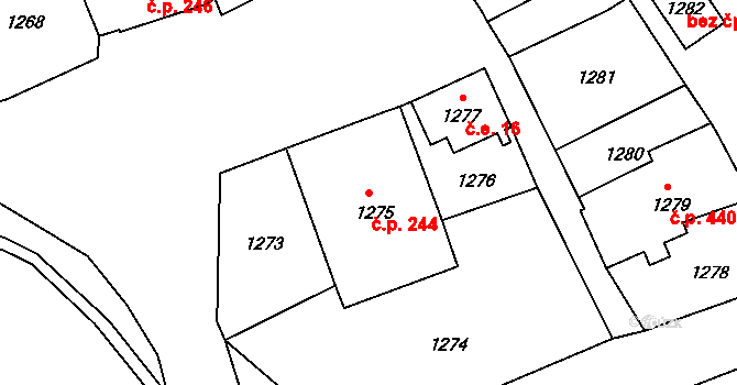 Šluknov 244 na parcele st. 1275 v KÚ Šluknov, Katastrální mapa