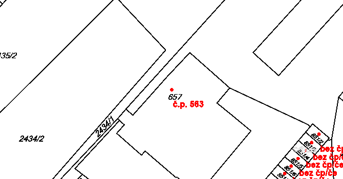Lysá nad Labem 563 na parcele st. 657 v KÚ Lysá nad Labem, Katastrální mapa