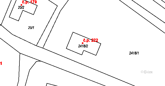 Roudnice 222 na parcele st. 2418/2 v KÚ Roudnice, Katastrální mapa