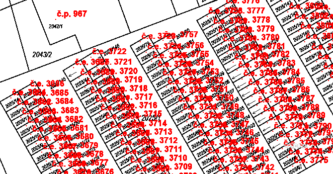 Prostřední Suchá 3728, Havířov na parcele st. 2025/74 v KÚ Prostřední Suchá, Katastrální mapa