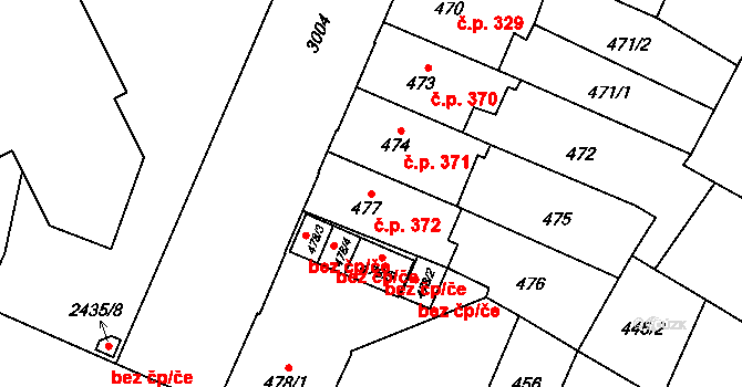 Předměstí 372, Opava na parcele st. 477 v KÚ Opava-Předměstí, Katastrální mapa