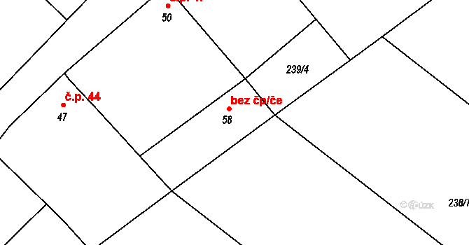 Chotětov 45297380 na parcele st. 58 v KÚ Hřivno, Katastrální mapa