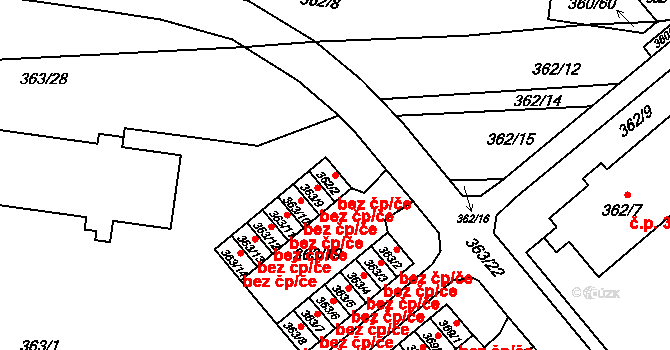 Rousínov 45882380 na parcele st. 362/2 v KÚ Rousínov u Vyškova, Katastrální mapa