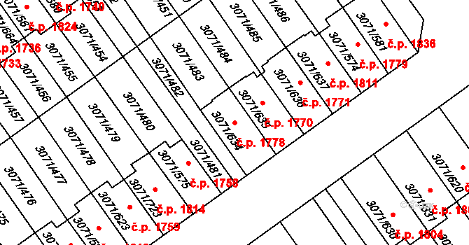 Hlučín 1778 na parcele st. 3071/634 v KÚ Hlučín, Katastrální mapa
