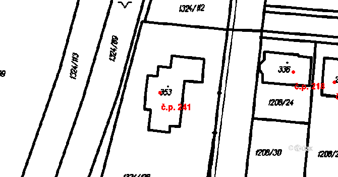 Kloboučky 241, Bučovice na parcele st. 353 v KÚ Kloboučky, Katastrální mapa