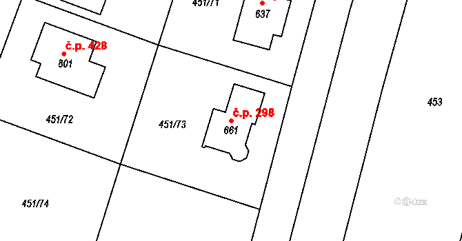 Horoušánky 298, Horoušany na parcele st. 661 v KÚ Horoušany, Katastrální mapa