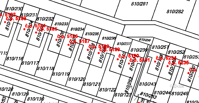 Proseč nad Nisou 5189, Jablonec nad Nisou na parcele st. 810/109 v KÚ Proseč nad Nisou, Katastrální mapa