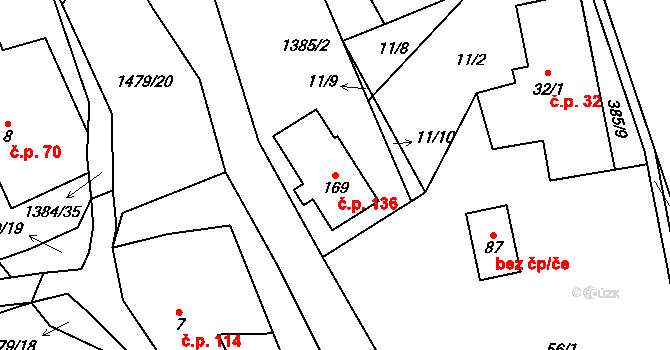 Horní Libchavy 136, Libchavy na parcele st. 169 v KÚ Horní Libchavy, Katastrální mapa