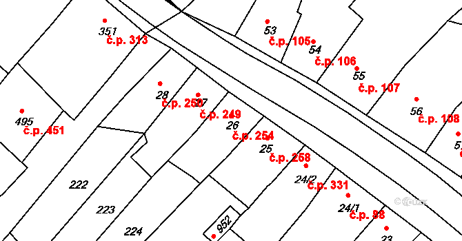 Radnice 254 na parcele st. 26 v KÚ Radnice u Rokycan, Katastrální mapa