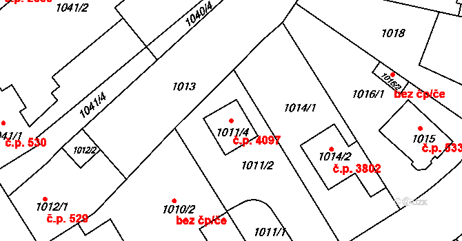 Mělník 4097 na parcele st. 1011/4 v KÚ Mělník, Katastrální mapa