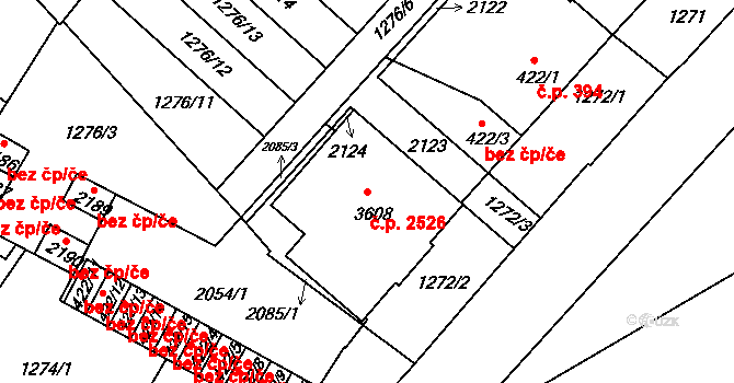 Brandýs nad Labem 2526, Brandýs nad Labem-Stará Boleslav na parcele st. 3608 v KÚ Brandýs nad Labem, Katastrální mapa