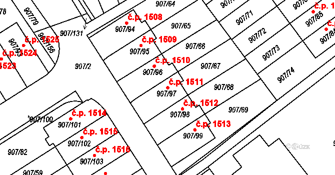 Rychnov nad Kněžnou 1511 na parcele st. 907/97 v KÚ Rychnov nad Kněžnou, Katastrální mapa