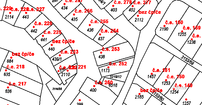Velké Bílovice 253 na parcele st. 438 v KÚ Velké Bílovice, Katastrální mapa