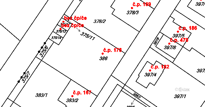 Dobšice 178 na parcele st. 386 v KÚ Dobšice u Znojma, Katastrální mapa