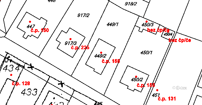 Dyjákovičky 158 na parcele st. 449/2 v KÚ Dyjákovičky, Katastrální mapa
