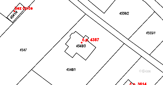 Mělník 4387 na parcele st. 4548/3 v KÚ Mělník, Katastrální mapa