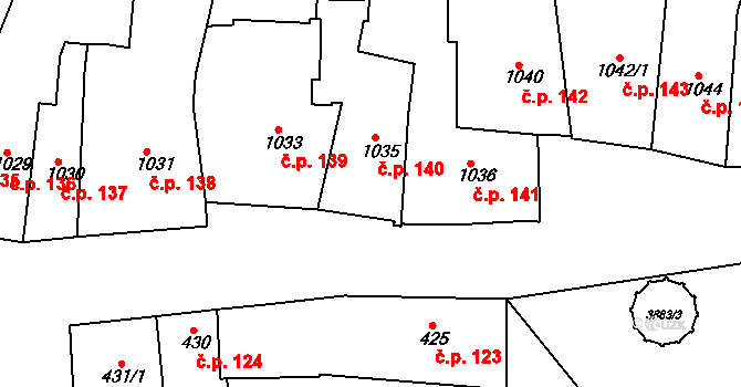 Kutná Hora-Vnitřní Město 140, Kutná Hora na parcele st. 1035/1 v KÚ Kutná Hora, Katastrální mapa