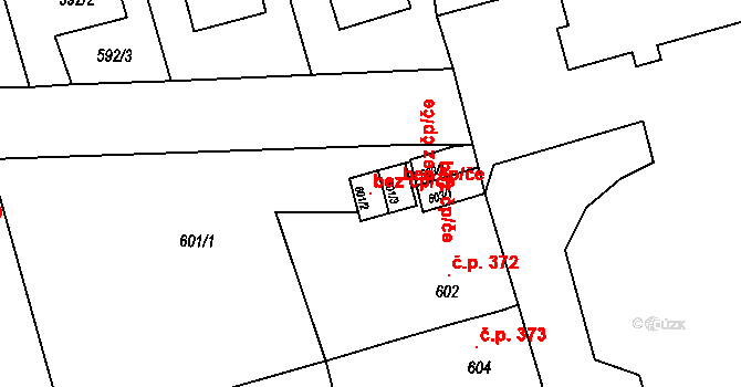 Postoloprty 119348381 na parcele st. 601/2 v KÚ Postoloprty, Katastrální mapa