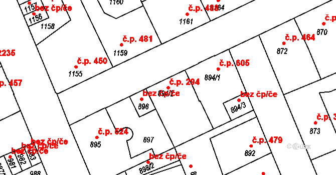 Kročehlavy 294, Kladno na parcele st. 894/2 v KÚ Kročehlavy, Katastrální mapa
