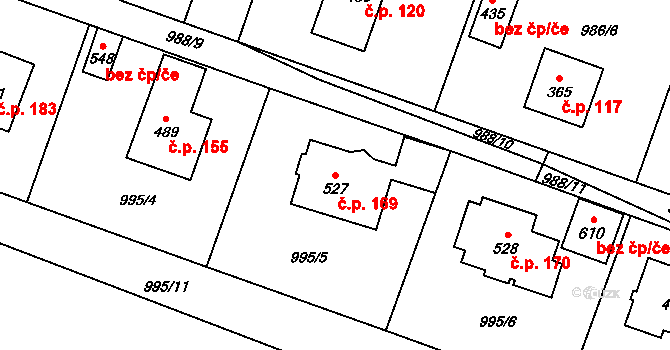 Pecerady 169, Týnec nad Sázavou na parcele st. 527 v KÚ Pecerady, Katastrální mapa
