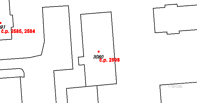 Kročehlavy 2598, Kladno na parcele st. 3080 v KÚ Kročehlavy, Katastrální mapa