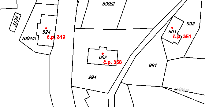 Dolní Rokytnice 350, Rokytnice nad Jizerou na parcele st. 602 v KÚ Dolní Rokytnice, Katastrální mapa