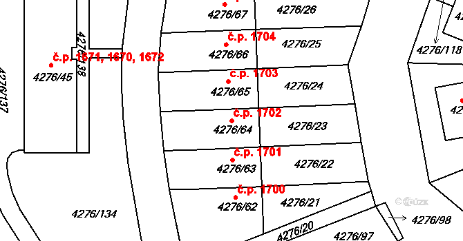 Boskovice 1702 na parcele st. 4276/64 v KÚ Boskovice, Katastrální mapa