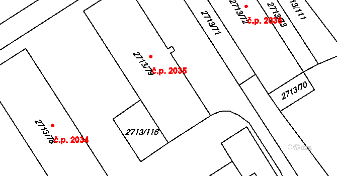 Tachov 2035 na parcele st. 2713/79 v KÚ Tachov, Katastrální mapa