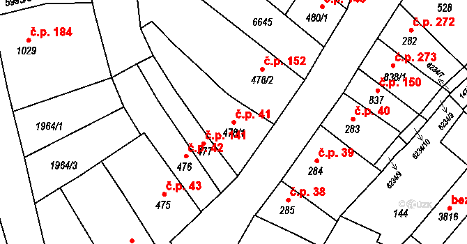 Dolní Předměstí 41, Polička na parcele st. 478/1 v KÚ Polička, Katastrální mapa