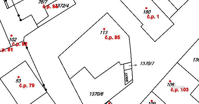 Vedrovice 85 na parcele st. 113 v KÚ Vedrovice, Katastrální mapa