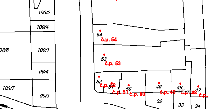 Lípy 53, Slatinice na parcele st. 53 v KÚ Lípy, Katastrální mapa