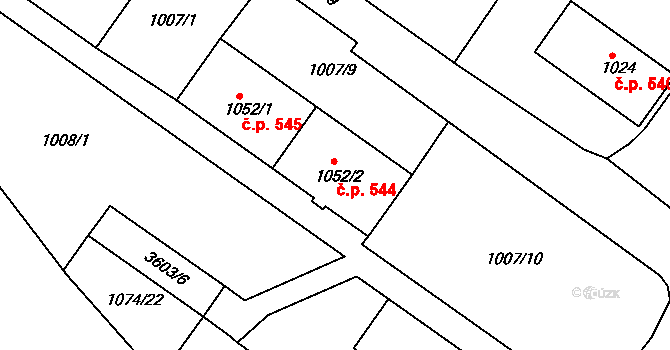 Cvikov II 544, Cvikov na parcele st. 1052/2 v KÚ Cvikov, Katastrální mapa