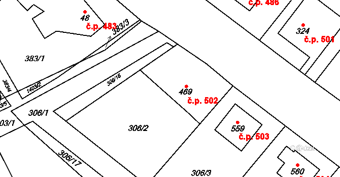 Hutisko 502, Hutisko-Solanec na parcele st. 469 v KÚ Hutisko, Katastrální mapa