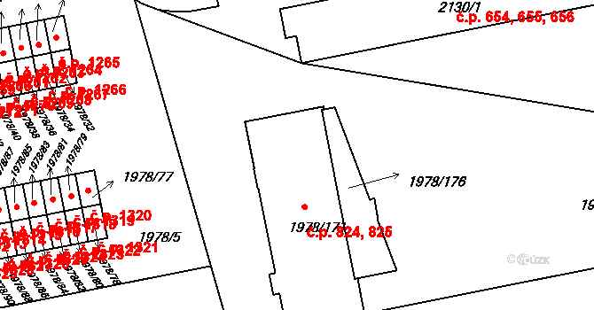 Bechyně 824,825 na parcele st. 1978/171 v KÚ Bechyně, Katastrální mapa