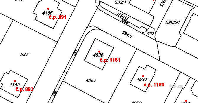 Žamberk 1161 na parcele st. 4536 v KÚ Žamberk, Katastrální mapa