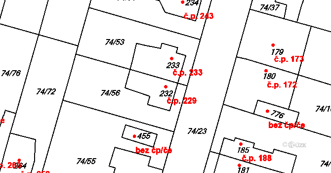 Litol 229, Lysá nad Labem na parcele st. 232 v KÚ Litol, Katastrální mapa