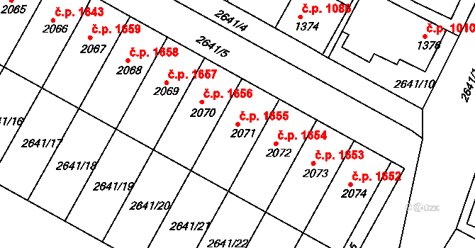 Lysá nad Labem 1655 na parcele st. 2071 v KÚ Lysá nad Labem, Katastrální mapa