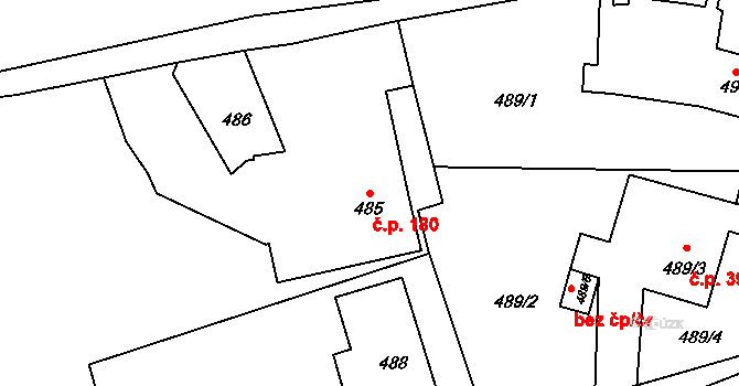 Pudlov 180, Bohumín na parcele st. 485 v KÚ Pudlov, Katastrální mapa