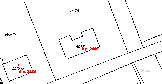 Frýdek 2455, Frýdek-Místek na parcele st. 8077 v KÚ Panské Nové Dvory, Katastrální mapa