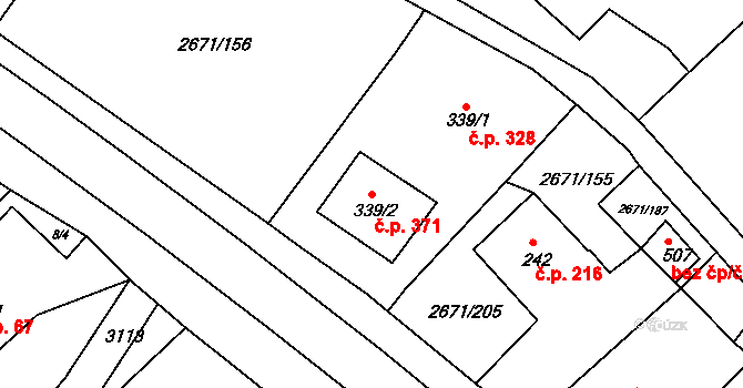Černilov 371 na parcele st. 339/2 v KÚ Černilov, Katastrální mapa