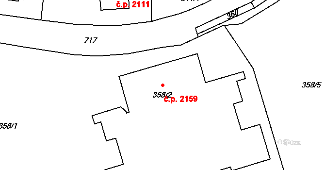 Komořany 2159, Praha na parcele st. 358/2 v KÚ Komořany, Katastrální mapa