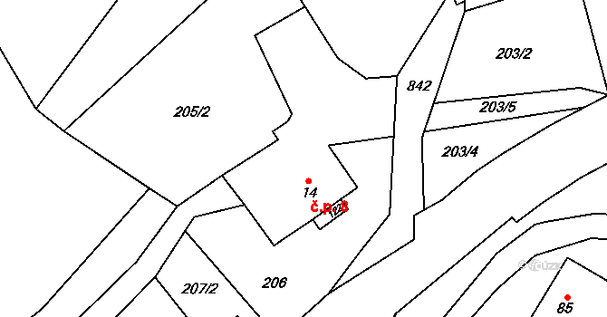 Lhota 8, Trutnov na parcele st. 14 v KÚ Lhota u Trutnova, Katastrální mapa