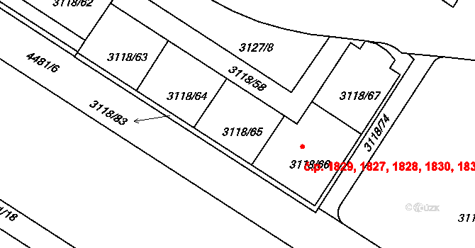 Strašnice 1829, Praha na parcele st. 3118/65 v KÚ Strašnice, Katastrální mapa