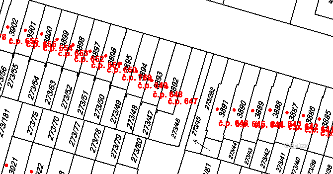 Střední Předměstí 647, Trutnov na parcele st. 3892 v KÚ Trutnov, Katastrální mapa