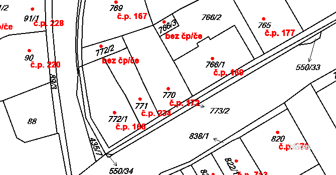 Zdice 172 na parcele st. 770 v KÚ Zdice, Katastrální mapa