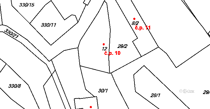 Libčice 10, Nechvalice na parcele st. 12 v KÚ Libčice u Nechvalic, Katastrální mapa
