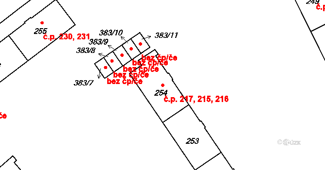 Neředín 215,216,217, Olomouc na parcele st. 254 v KÚ Neředín, Katastrální mapa