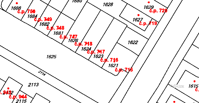 České Budějovice 7 716, České Budějovice na parcele st. 1623 v KÚ České Budějovice 7, Katastrální mapa